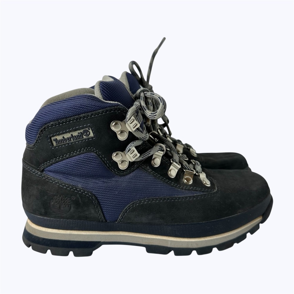 Timberland Hiking Boots Blue Leather Lace Up Rugged Outdoors Gorpcore Womens 9M